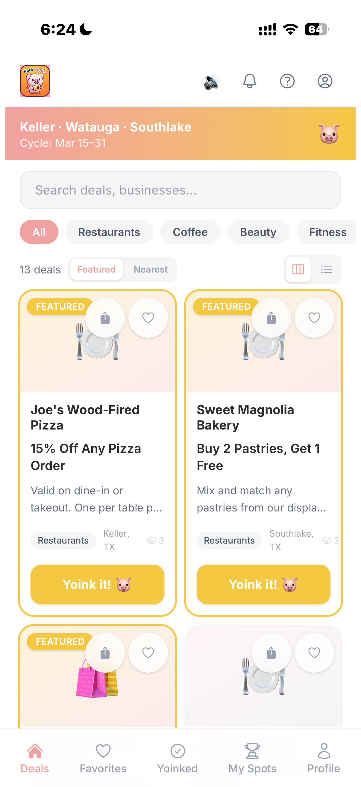 PerkYoink app screen